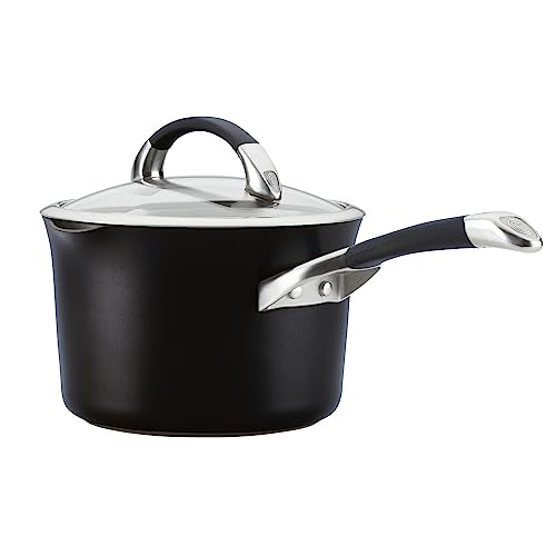 3.5 Quart Black Hard Anodized Nonstick Saucepan with Lid V630289