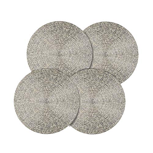14" Gold Beaded Round Fabric Placemat Z249
