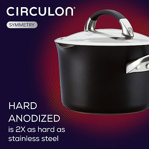 3.5 Quart Black Hard Anodized Nonstick Saucepan with Lid V630289