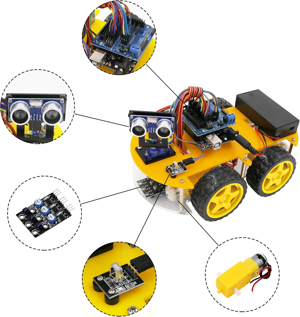 Smart Robot Car Kit with Ultrasonic Sensor and Bluetooth Module F353