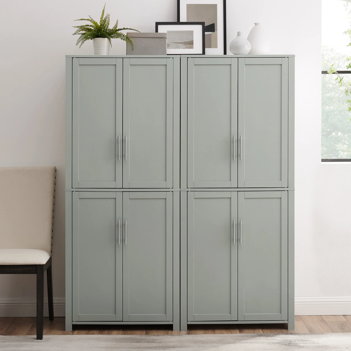 Tall Wood Pantry in Gray (Set of 2) V4619