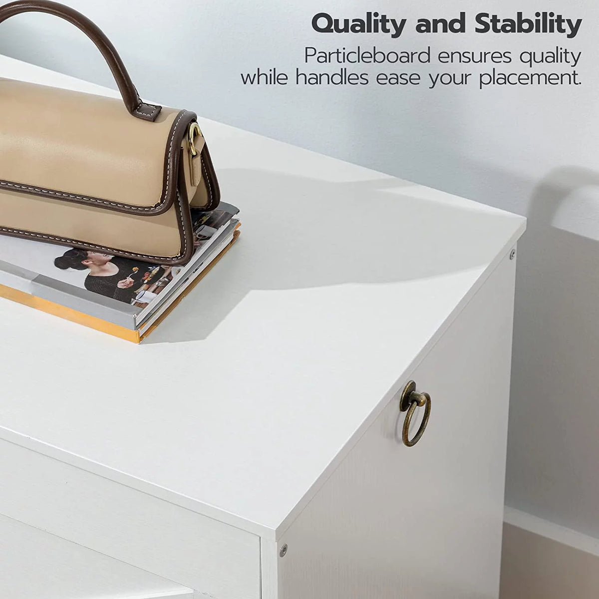 White Wooden Storage Bench S742