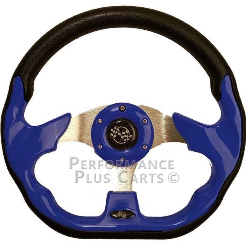 Blue 12.5x22 Golf Cart Steering Wheel with Black Adapter Hub P382329