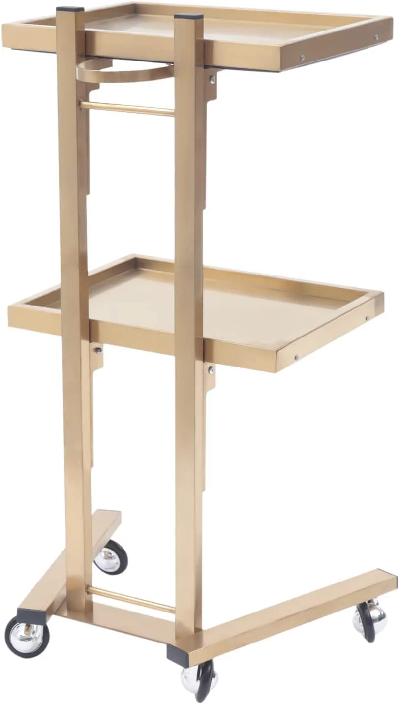 Foldable Metal 2-Tier Cart Trolley with 4 Swivel Casters B389