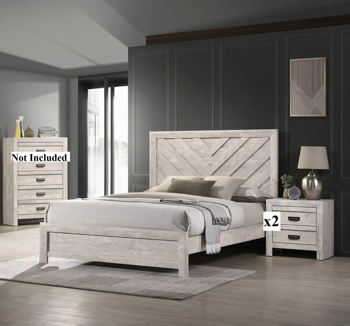 King Bed 2x Nightstand Set X492050