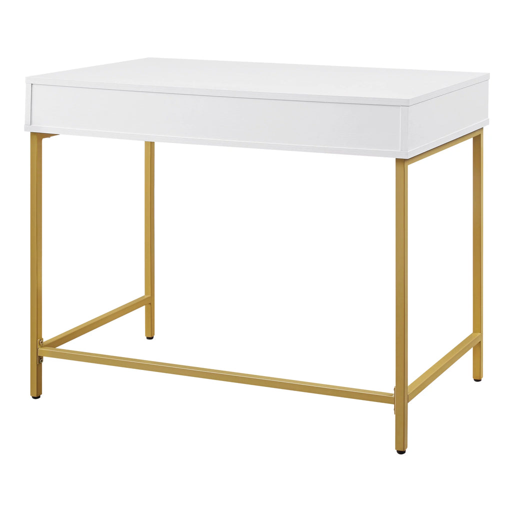 White Engineered Wood Desk with Metal Legs I761088