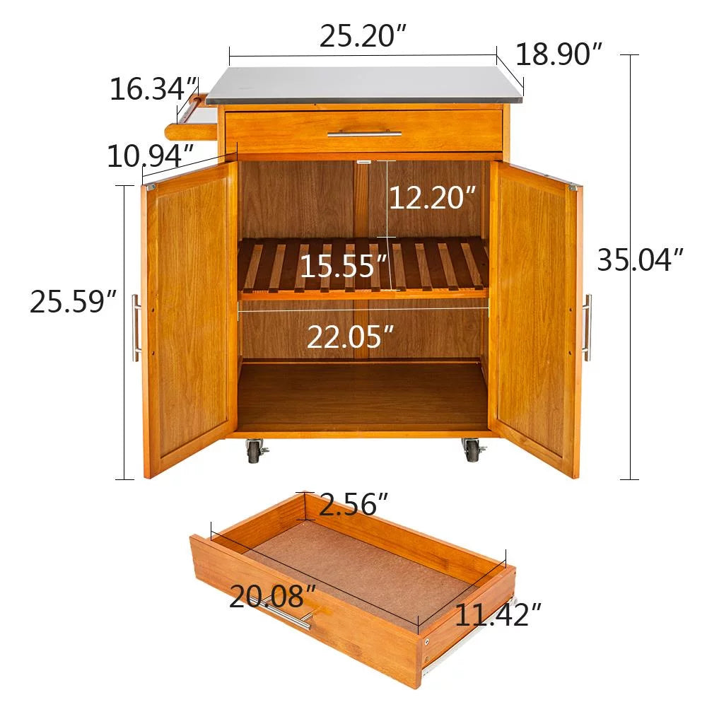 Rolling Kitchen Cart with Drop-Leaf Tabletop H5700