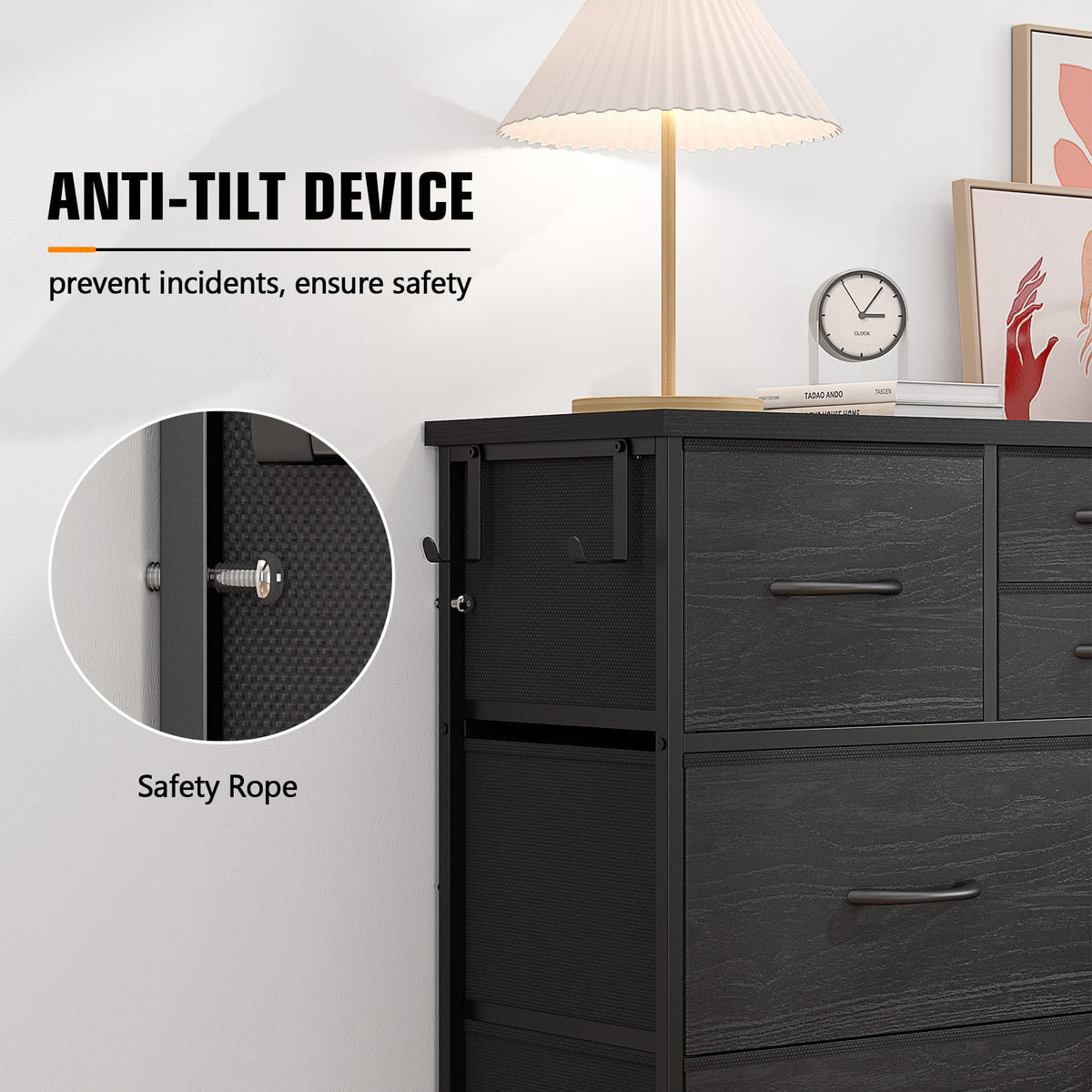 Brown 10 Drawer Fabric Dresser M84074