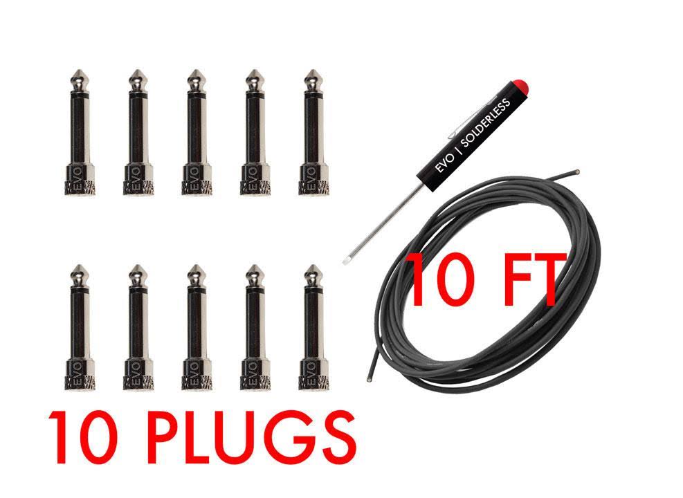 Black Solderless Cable Kit 10ft 10 Plugs J9149