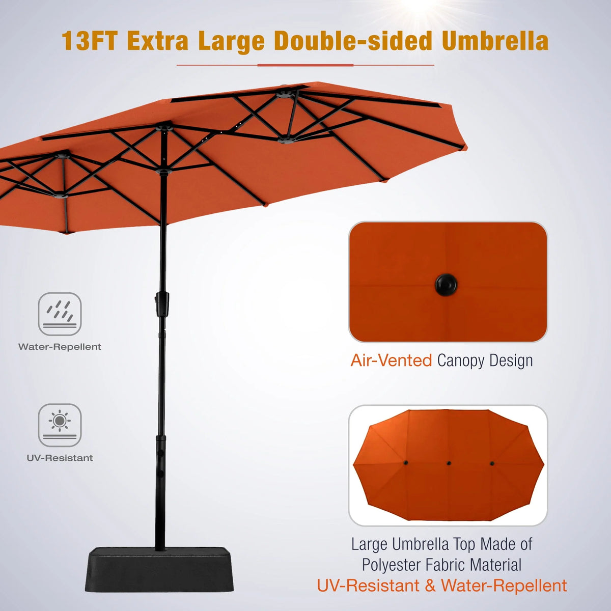 8 Pieces Outdoor Patio Dining Set with Navy Umbrella N49666