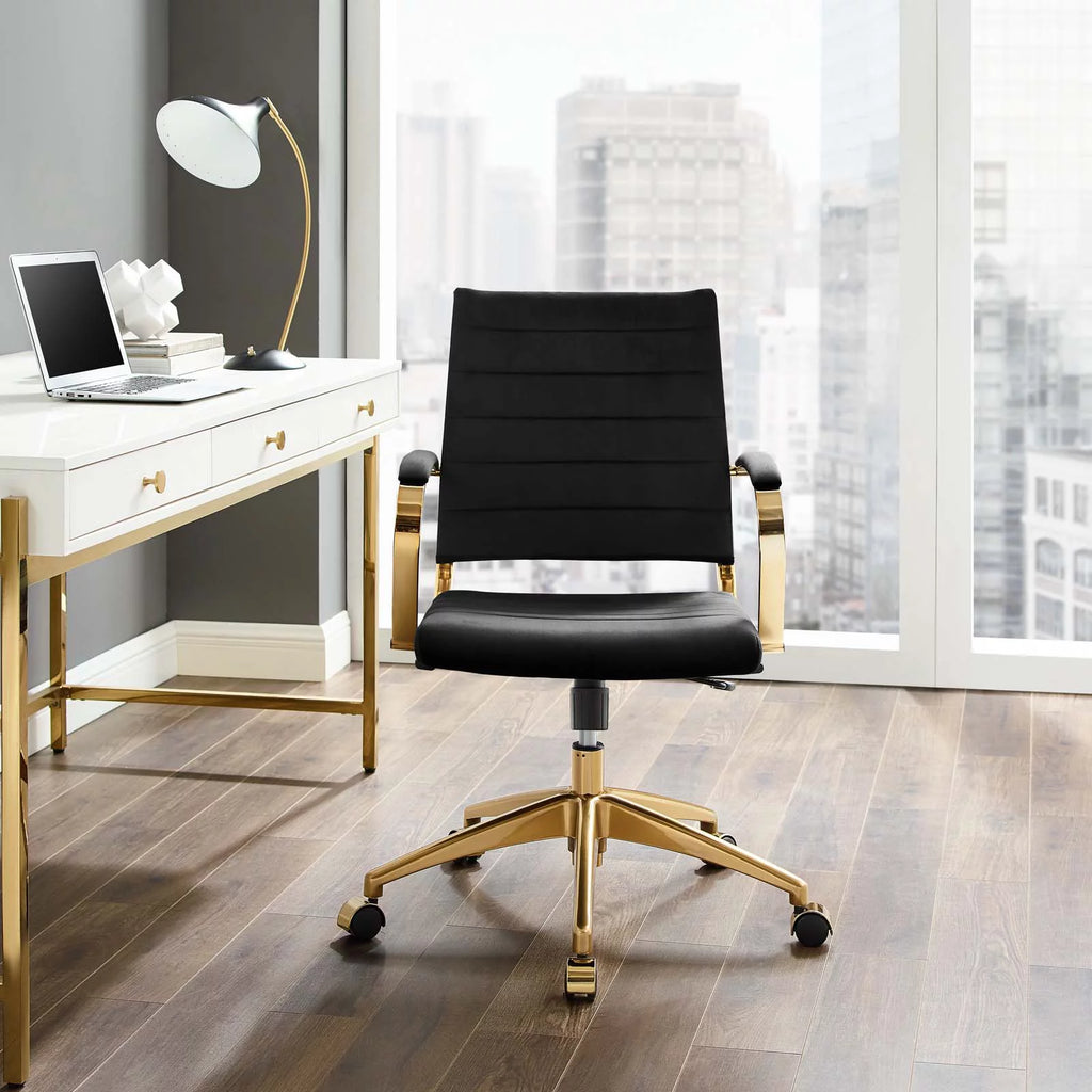 Black Velvet Computer Work Desk Chair I5622