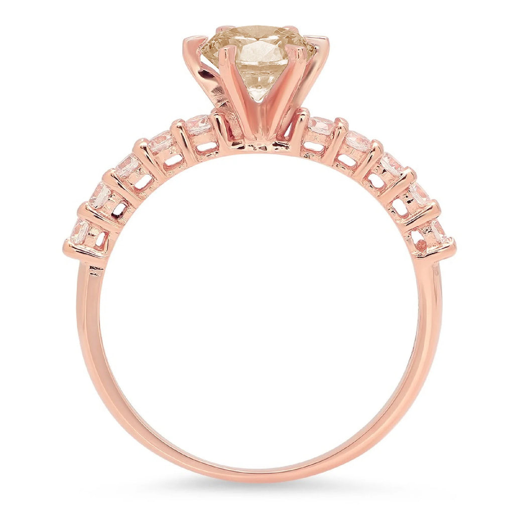 18k Rose Gold Simulated Diamond Engagement Ring I88820