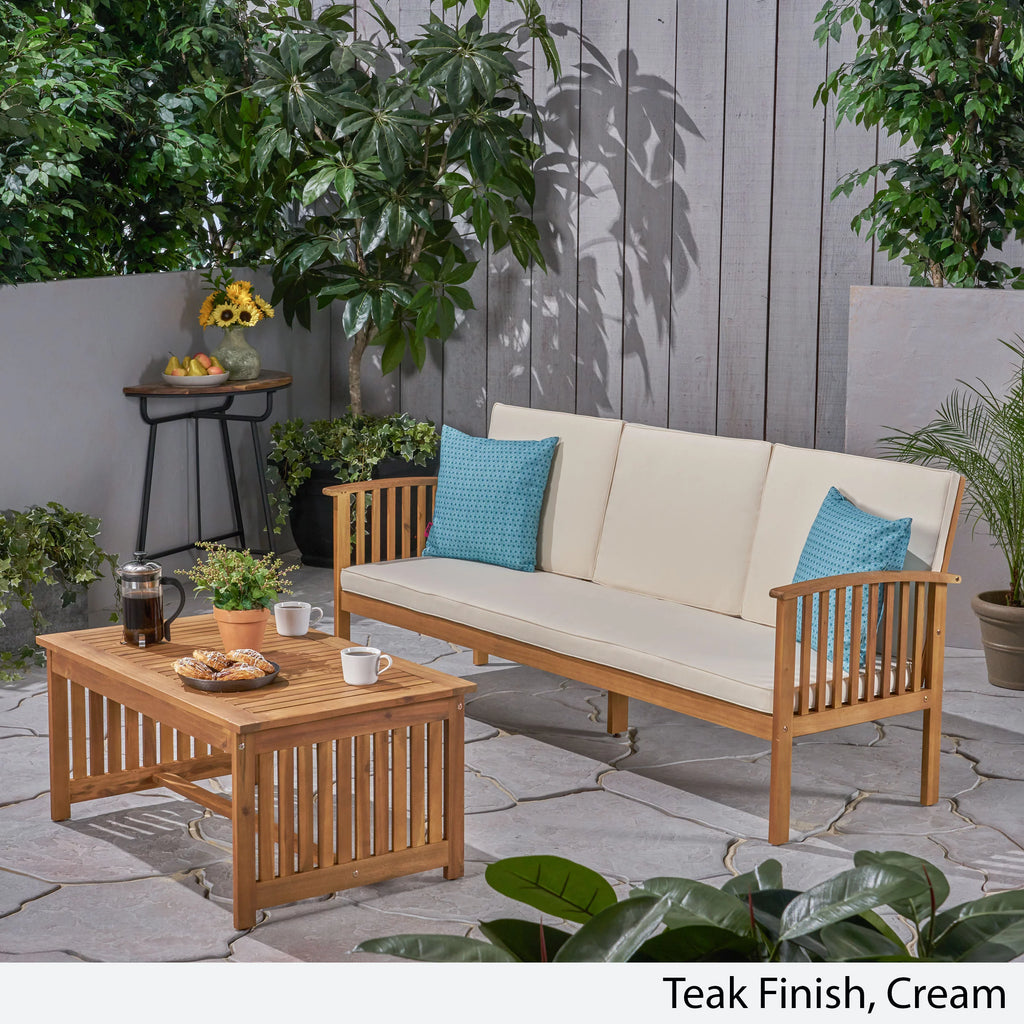 2 Piece Acacia Wood Outdoor Sofa Set U243187