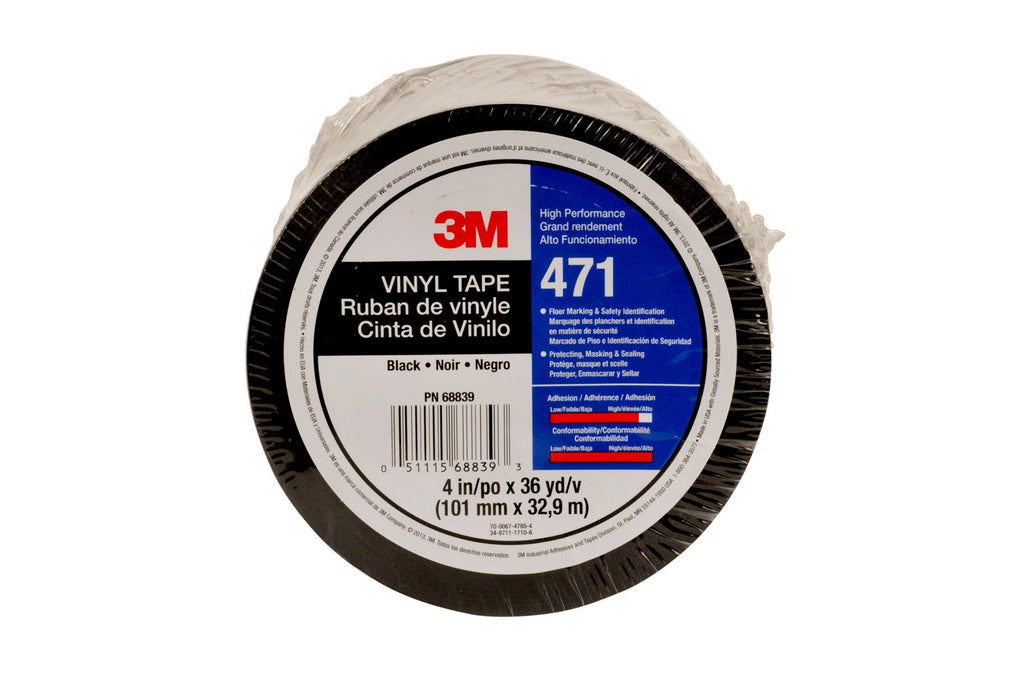 Black Vinyl Tape 4 in x 36 yd 5.2 mil 8 Rolls E54604
