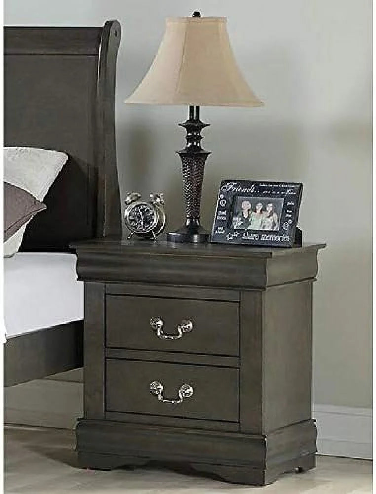 Dark Gray 2 Drawer Nightstand S610