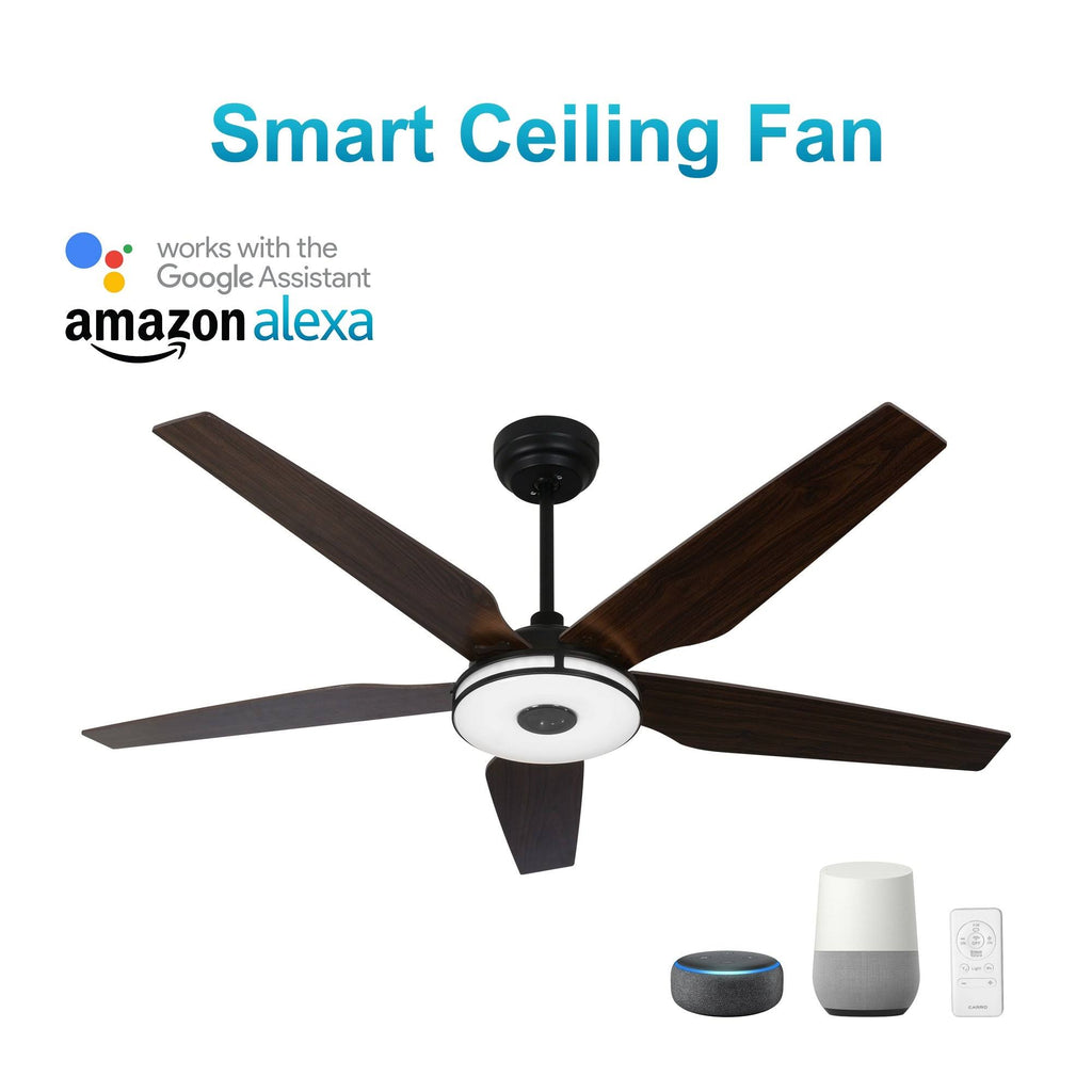 Dark Brown Smart Ceiling Fan with Dimmable LED Light and Remote P97350