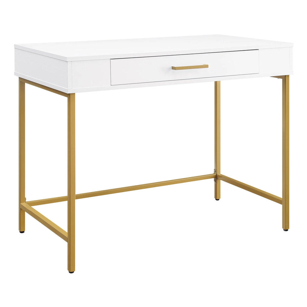 White Engineered Wood Desk with Metal Legs I761088