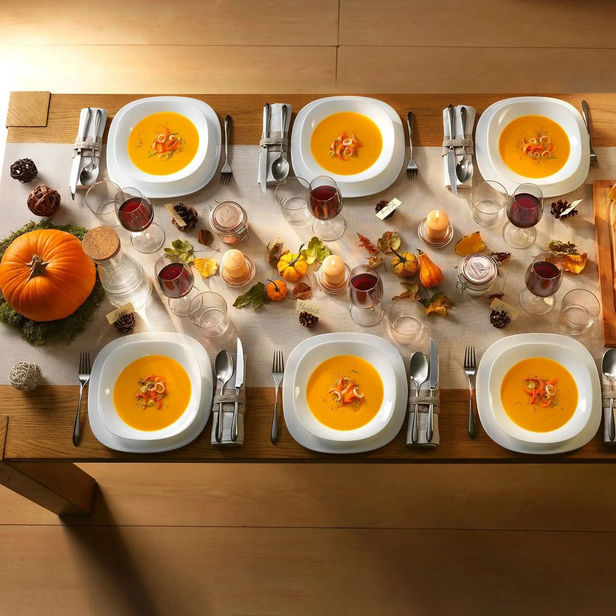 Set of 6 Tempered Opal Glass Pasta Bowls and Soup Plates E67813
