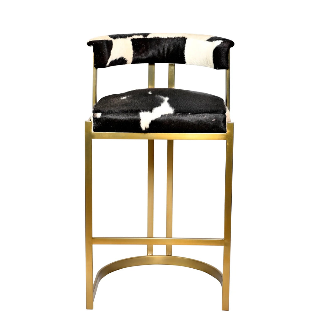 Gold Stainless Steel Chair with Black and White Leather Seat U837489