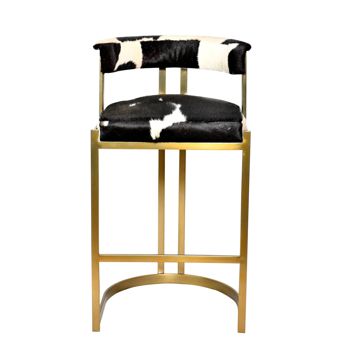 Gold Stainless Steel Chair with Black and White Leather Seat U837489