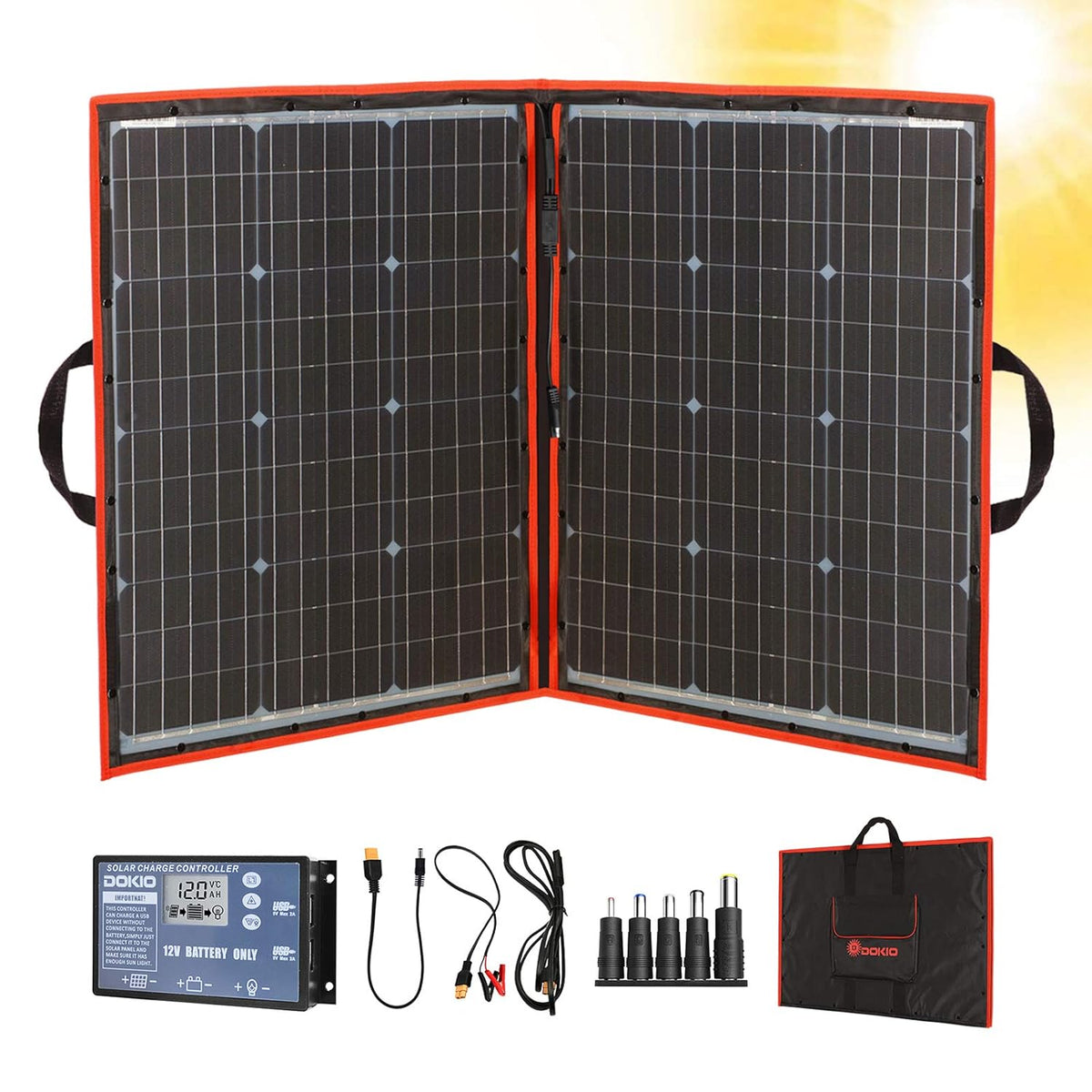 110w 18v Portable Foldable Solar Panel Kit with Controller 2 Usb Output F9336