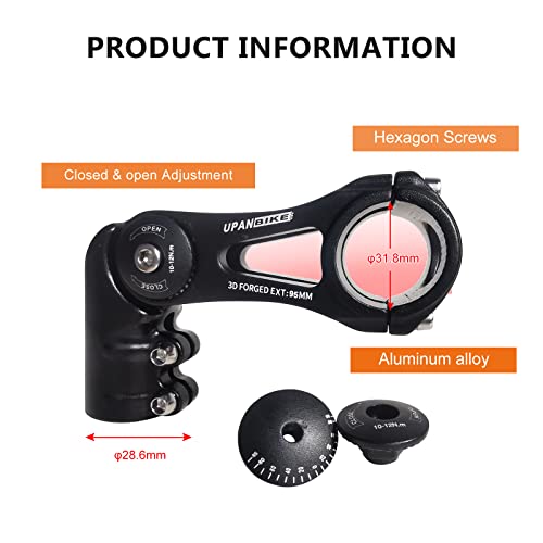 130 Degree Adjustable Bicycle Stem 75mm 90mm 130mm Handlebar Stem Riser for 31.8mm Handlebars W739