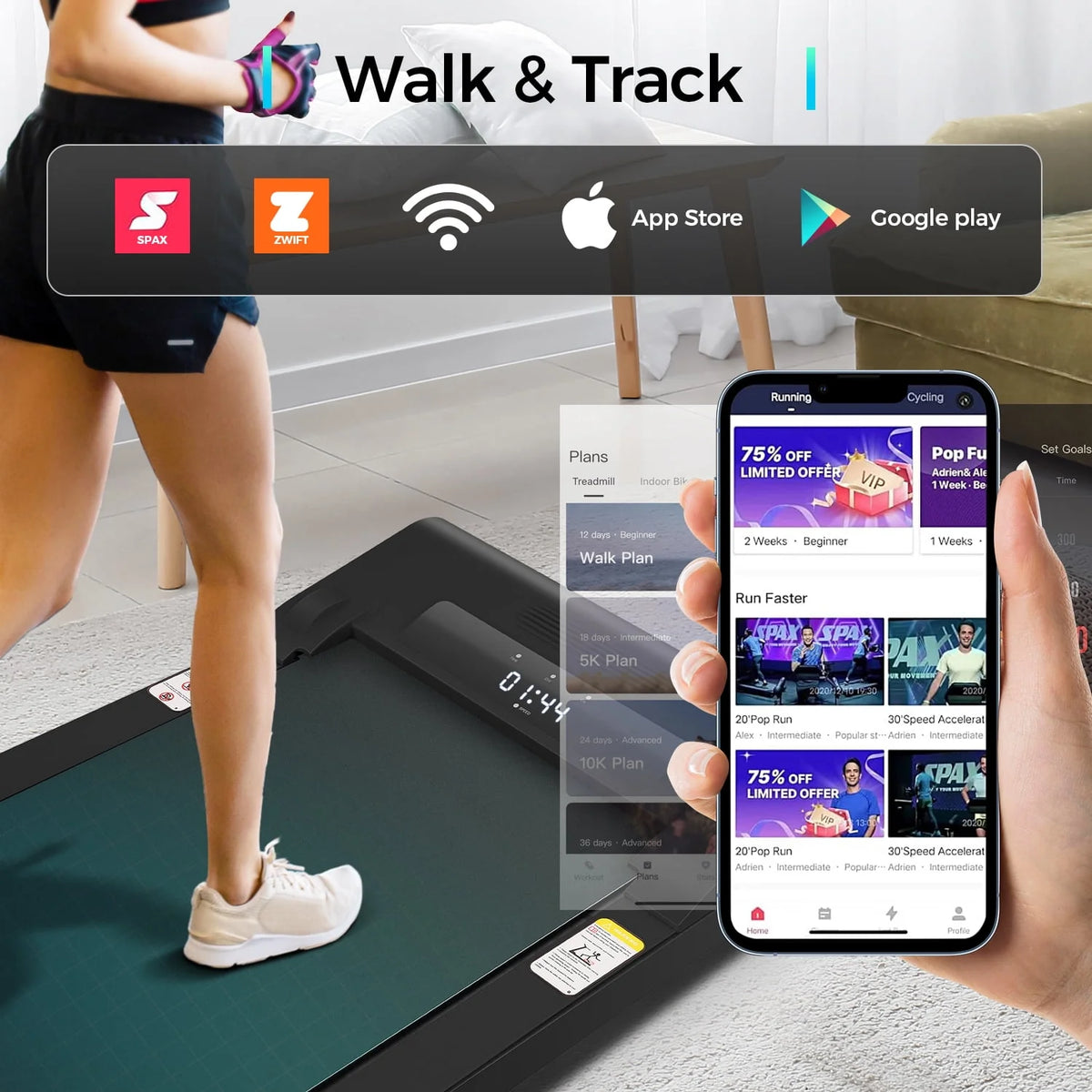 Walking Pad Treadmill 2.5HP Electric Jogging Running Machine I6009
