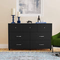 Black 6 Drawer Wood Dresser M8854
