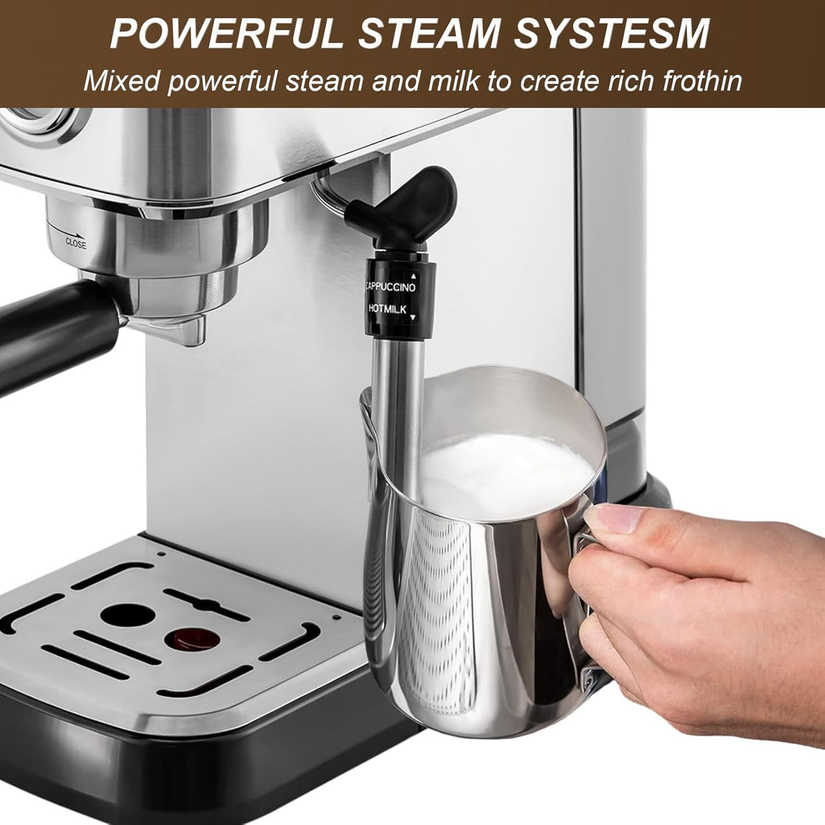 15 Bar Espresso Machine with Milk Frother Steamer A79274