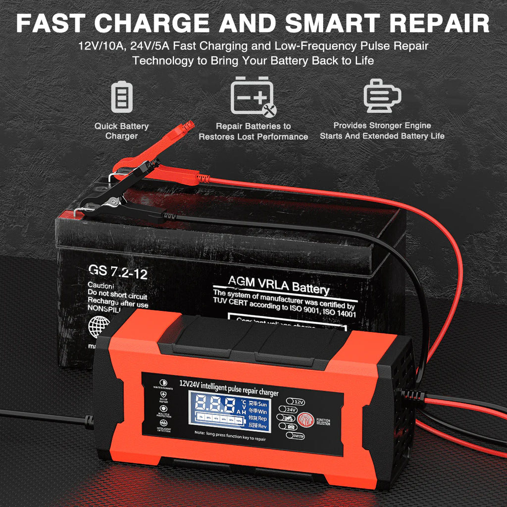 12V/10A 24V/5A Car Battery Charger with LCD Display F27259
