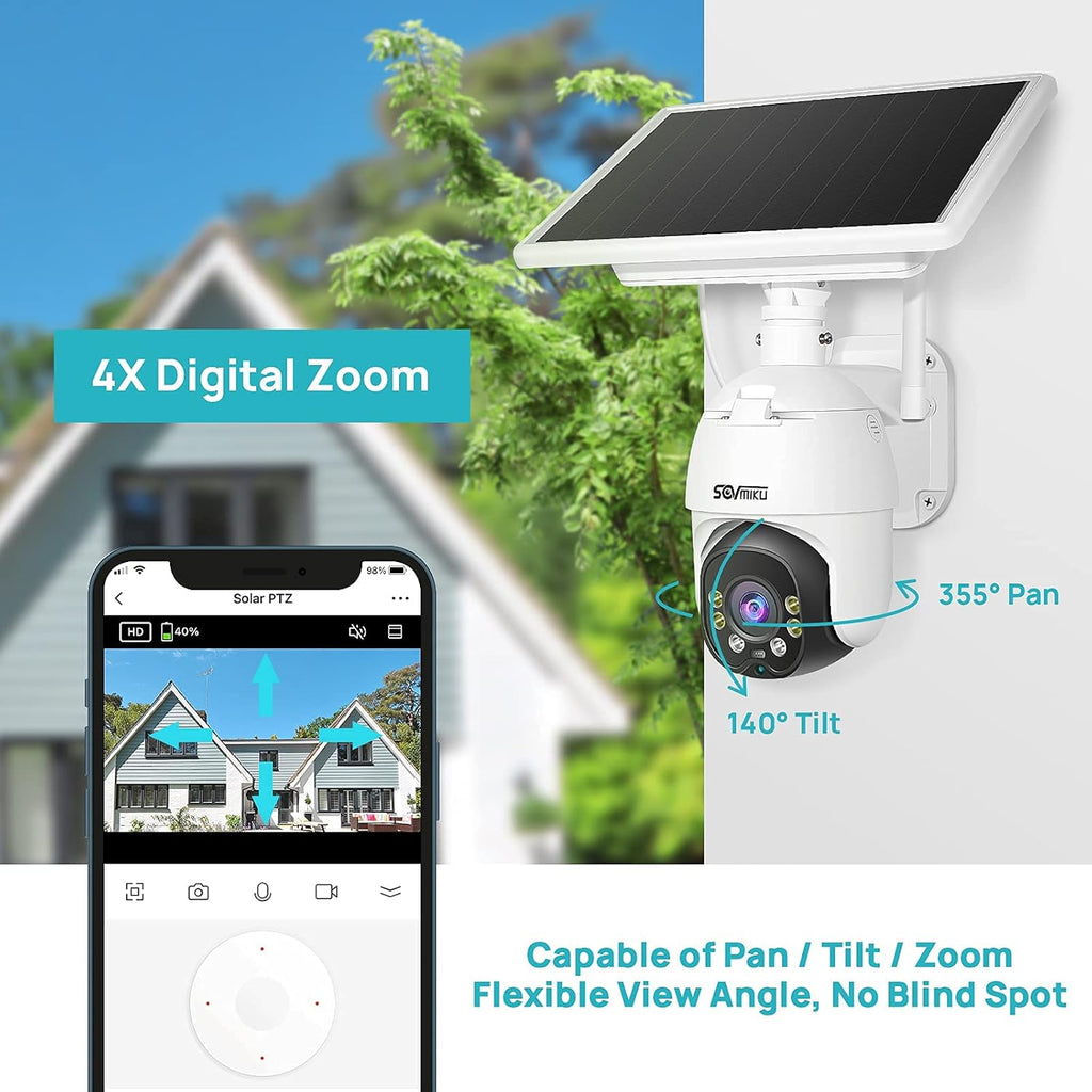 Wireless 1080P Solar Battery Powered WiFi Security Camera with 4X Digital Zoom I112722