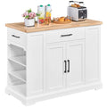 White Wooden Rolling Kitchen Island with Drawer J225549
