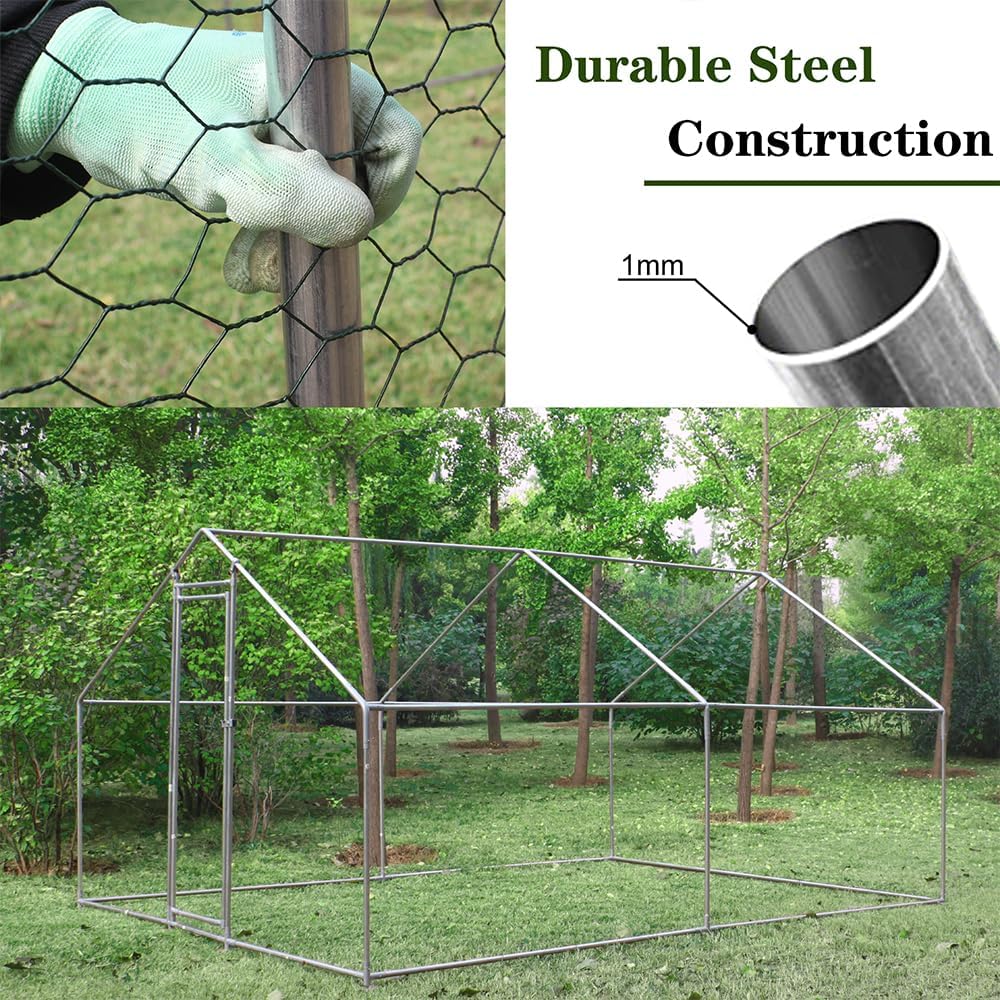 Large Metal Chicken Coop with Waterproof Cover (10' L x 13 W x 6.56' H) G704