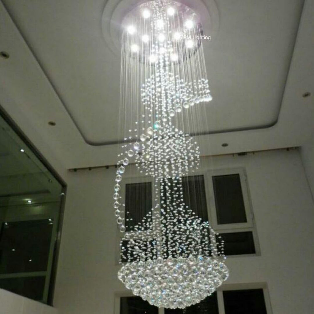 Modern Contemporary Spiral Round Rain Drop K9 Crystal Chandelier Light Fixture S63843