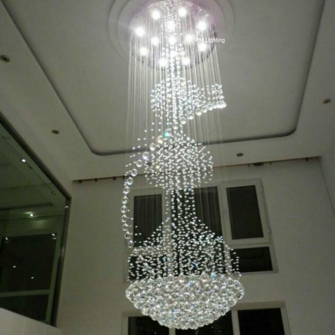 Modern Contemporary Spiral Round Rain Drop K9 Crystal Chandelier Light Fixture S63843