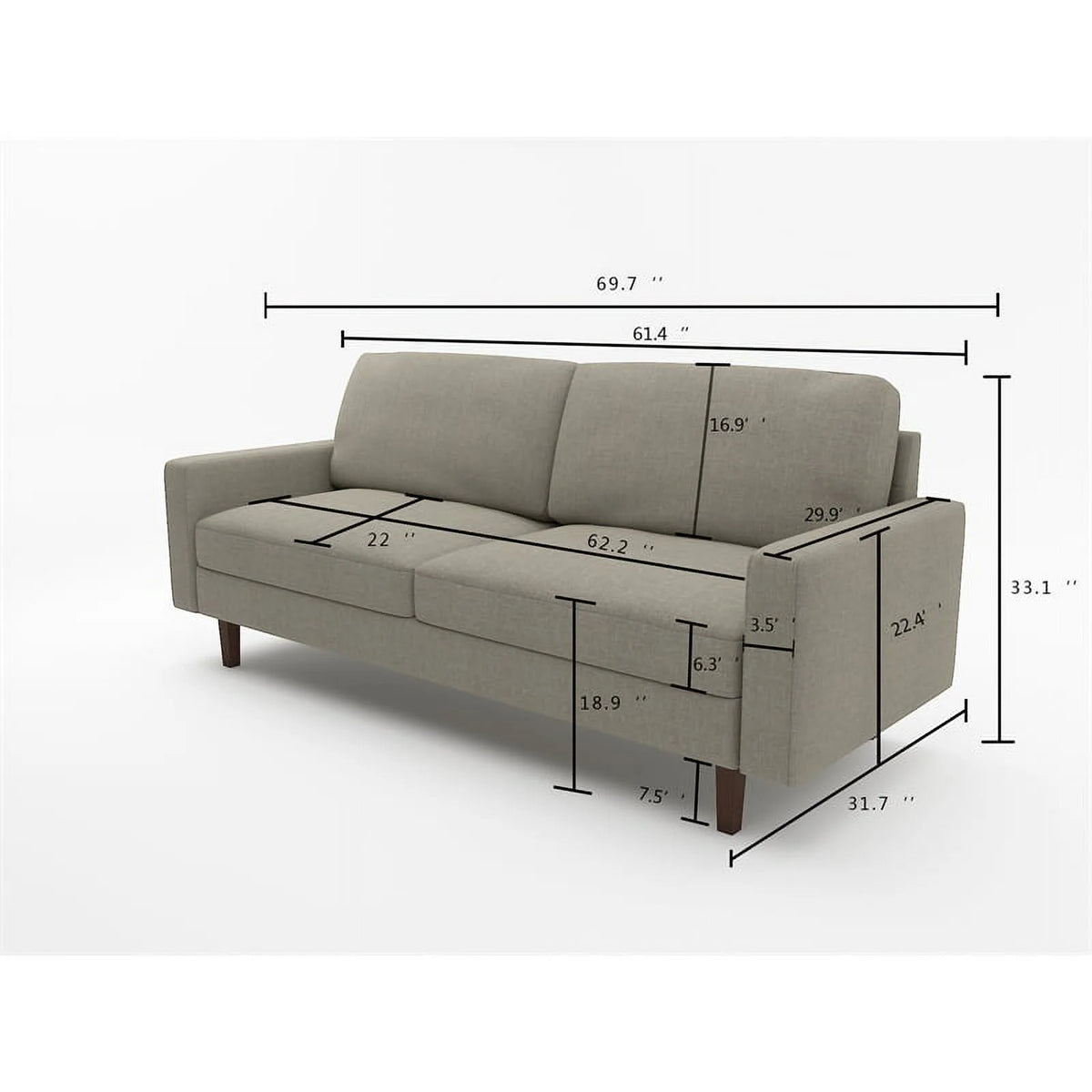 Linen Living Room Sofa in Dark Blue R174