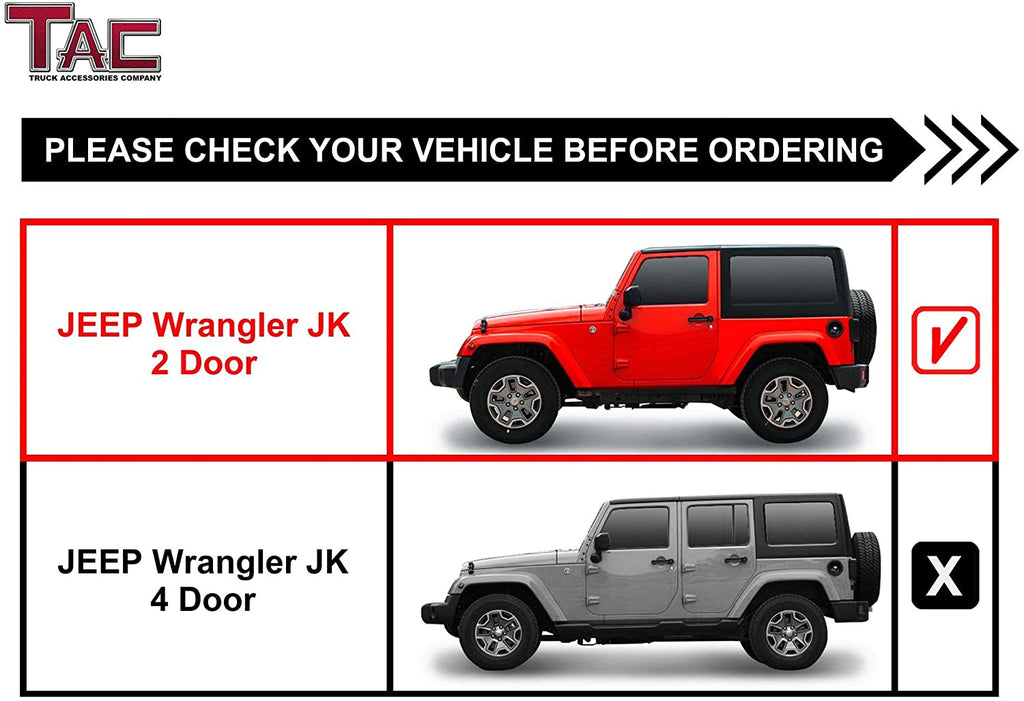 Black Off-Road Running Boards for Jeep Wrangler JK 2 Door (2pcs) Y59424