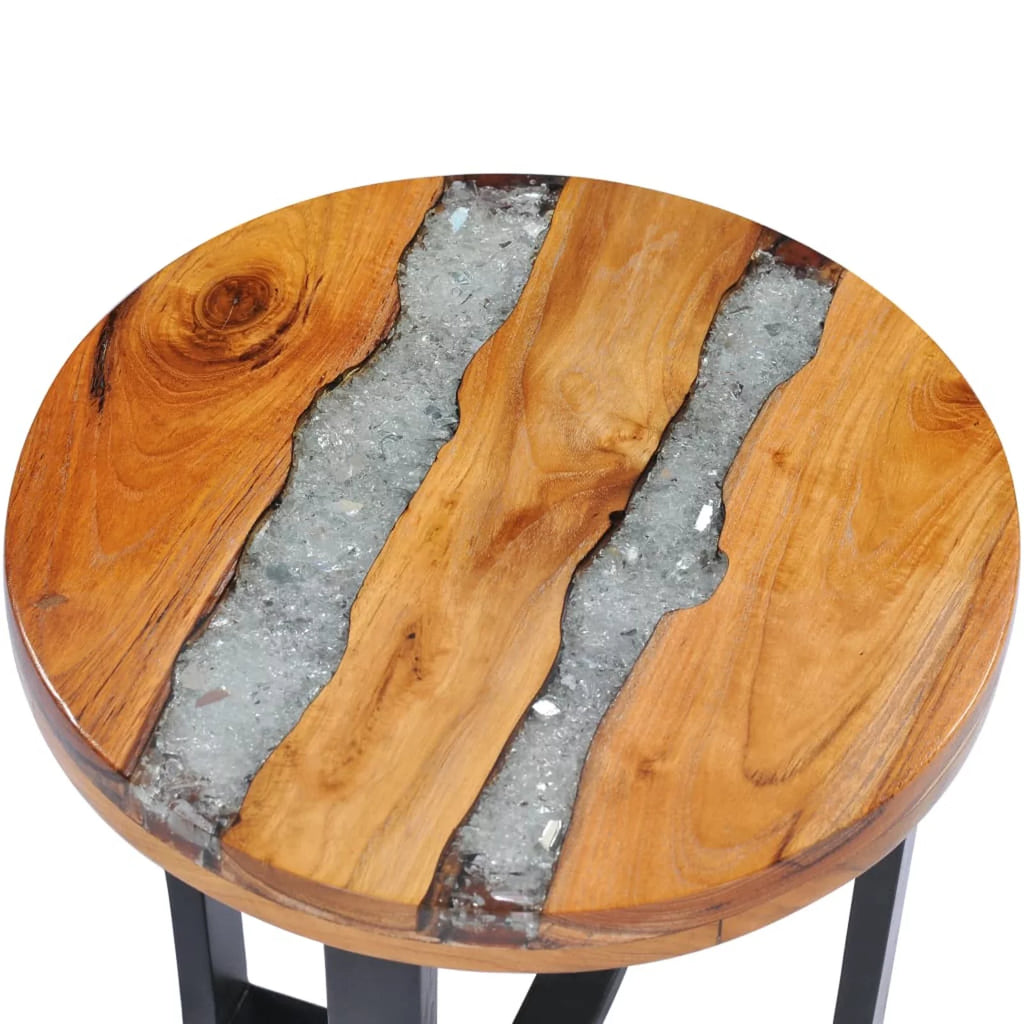 Teak Wood Polyresin Coffee Table 15.7 x 17.7 Inches I26059