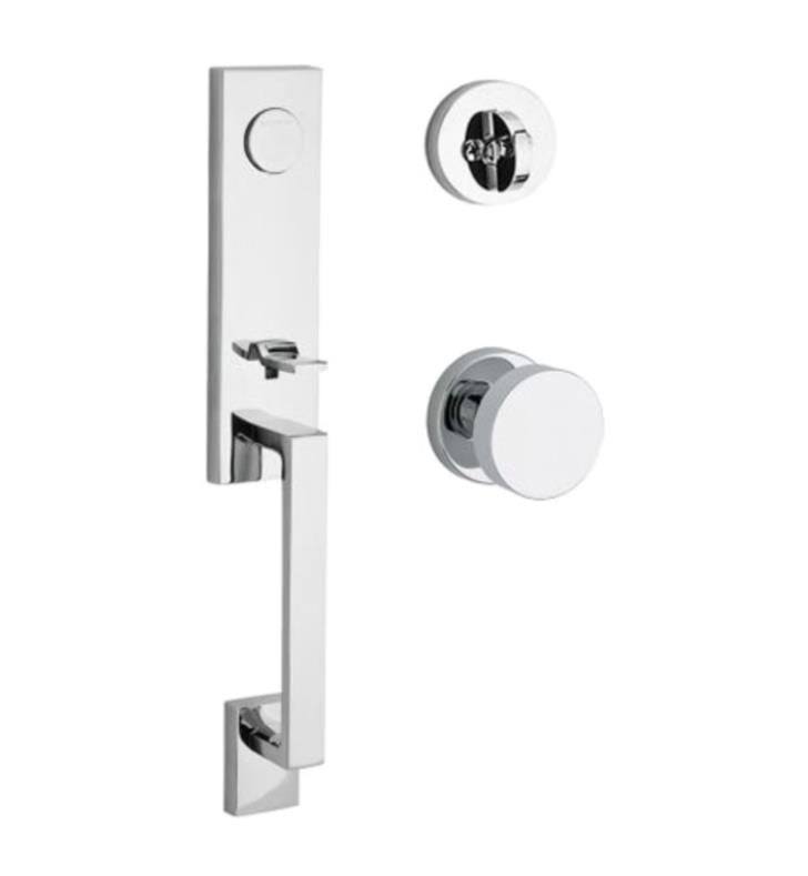 Satin Black Full Dummy Handleset with Contemporary Knob and Round Rose M732