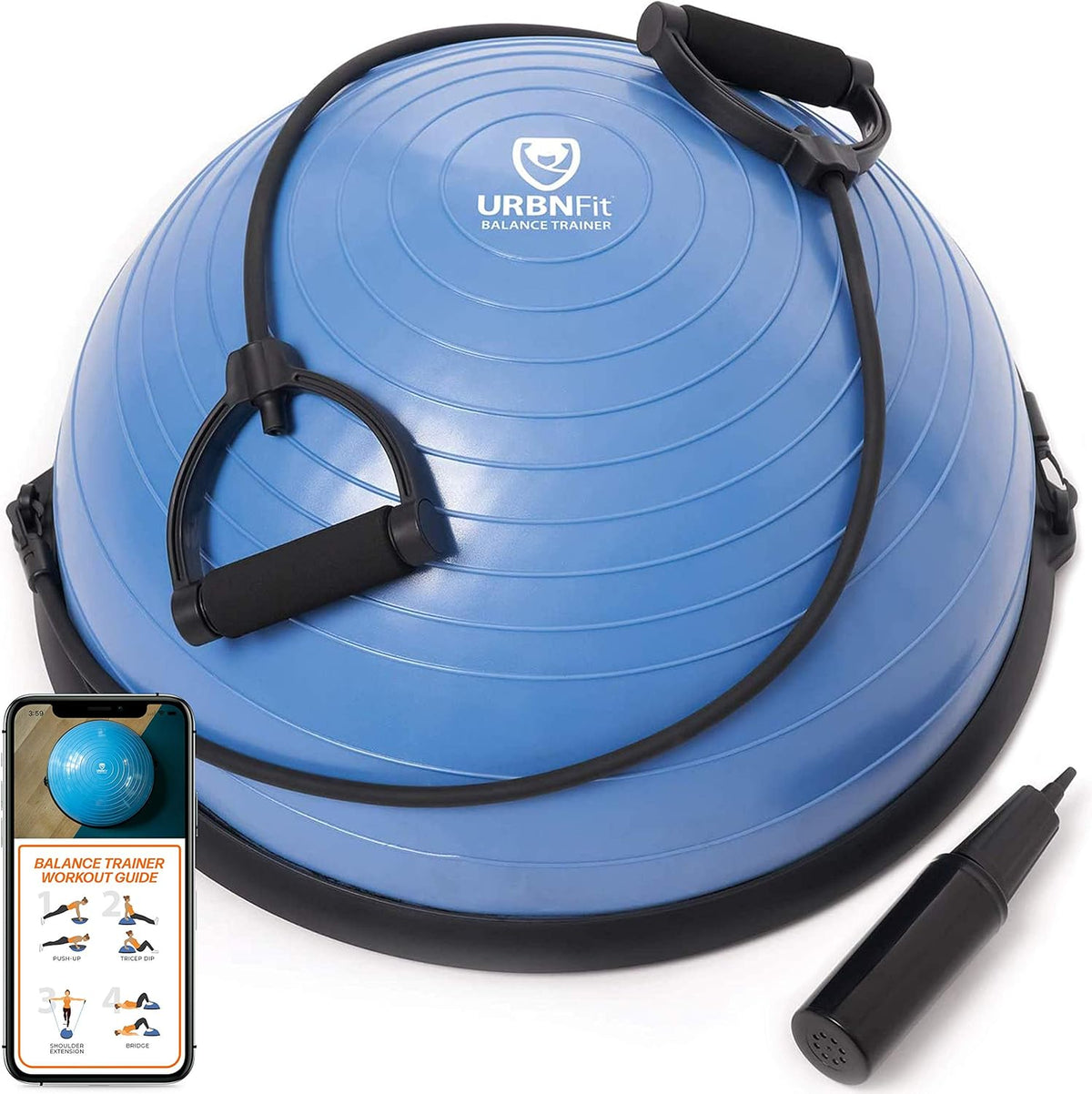 Half Yoga Ball Trainer with Resistance Bands and Pump, Pack of 2 Z773
