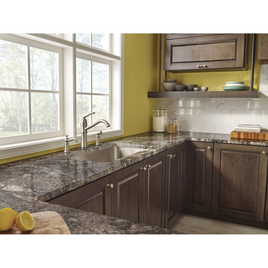 Matte Black High-Arc Single Handle Kitchen Faucet with Side W835