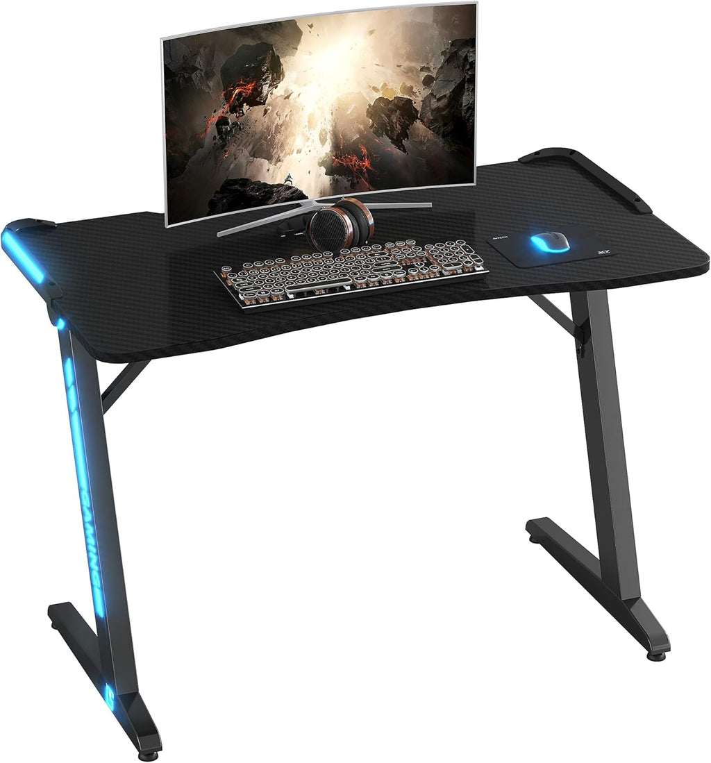 47 inch R-Shaped Gaming Desk with RGB Lighting P669