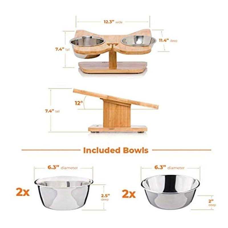 Elevated Dog Bowl Stand with Stainless-Steel Food and Water Bowls L681