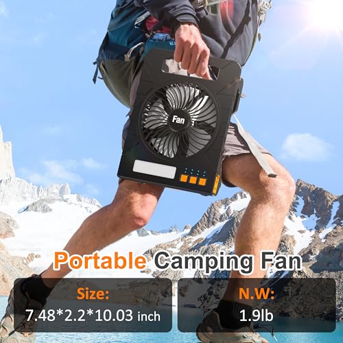 Solar Powered 4000mAh Portable Table Fan with LED Lantern P3816