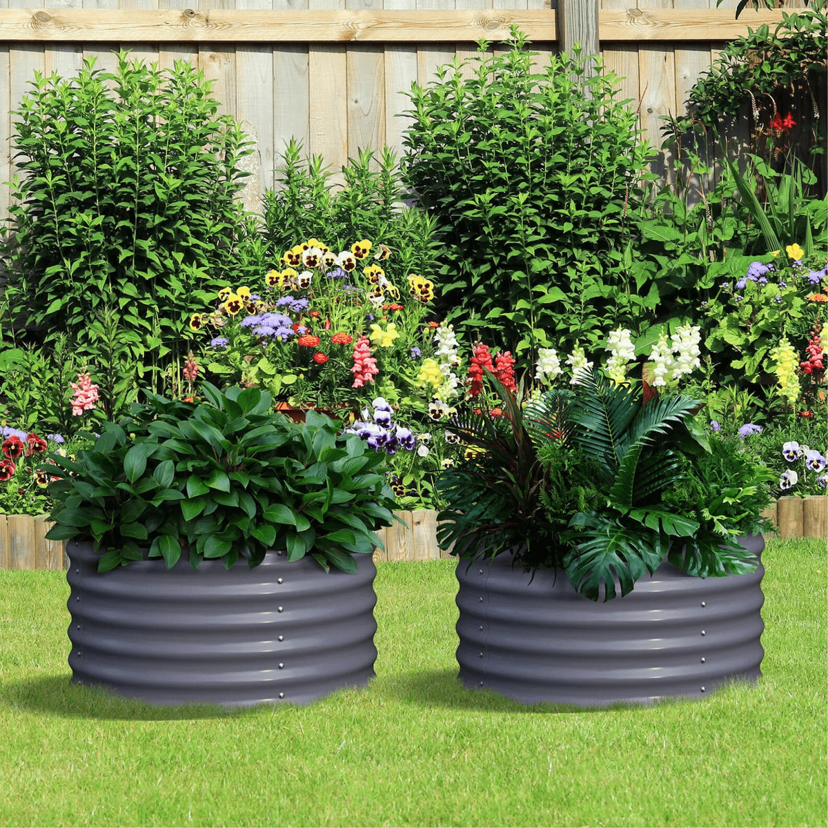 24 Round 17 Tall Metal Raised Garden Beds, Set of 2 T313133