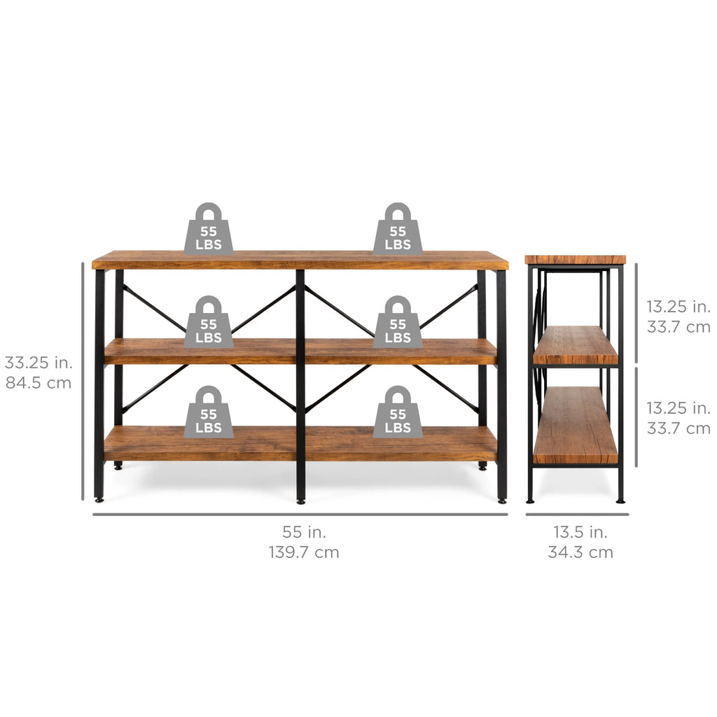 Rustic 3-Tier Console Table with Non-Scratch Feet R56380