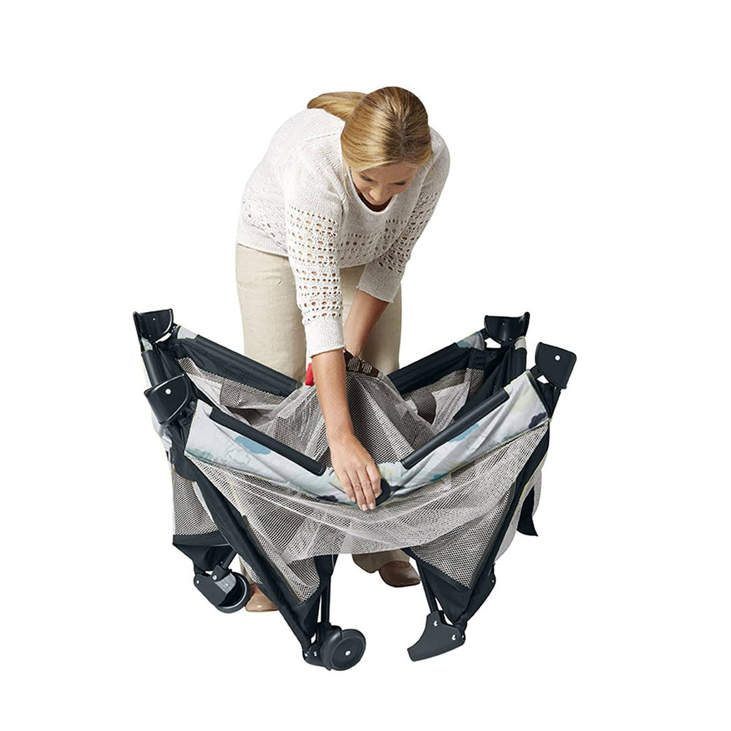 Full-Size Infant Bassinet Playard with Push Button Compact Fold D631