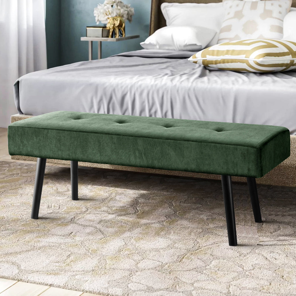 Modern Entryway Bench Corduroy Seat Green Z37090