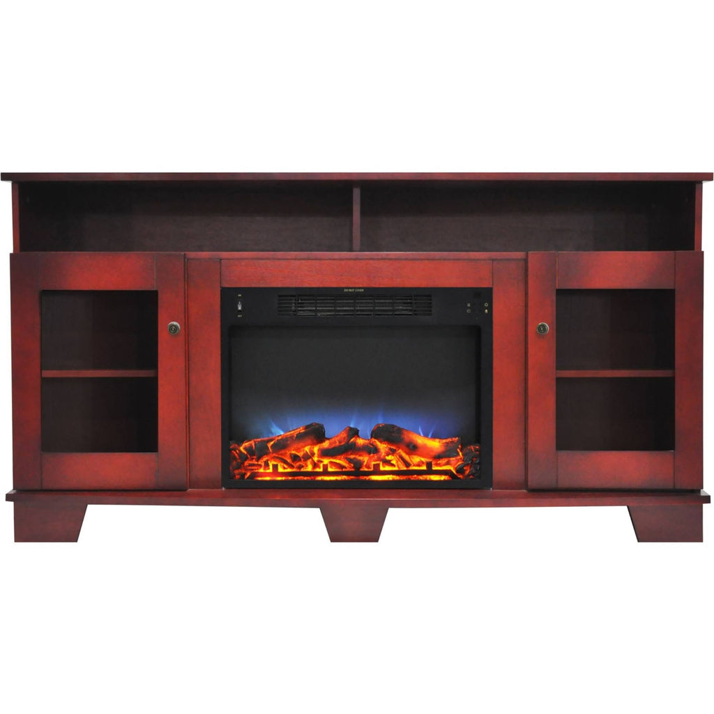 Cherry Electric Fireplace with Entertainment Stand R158533