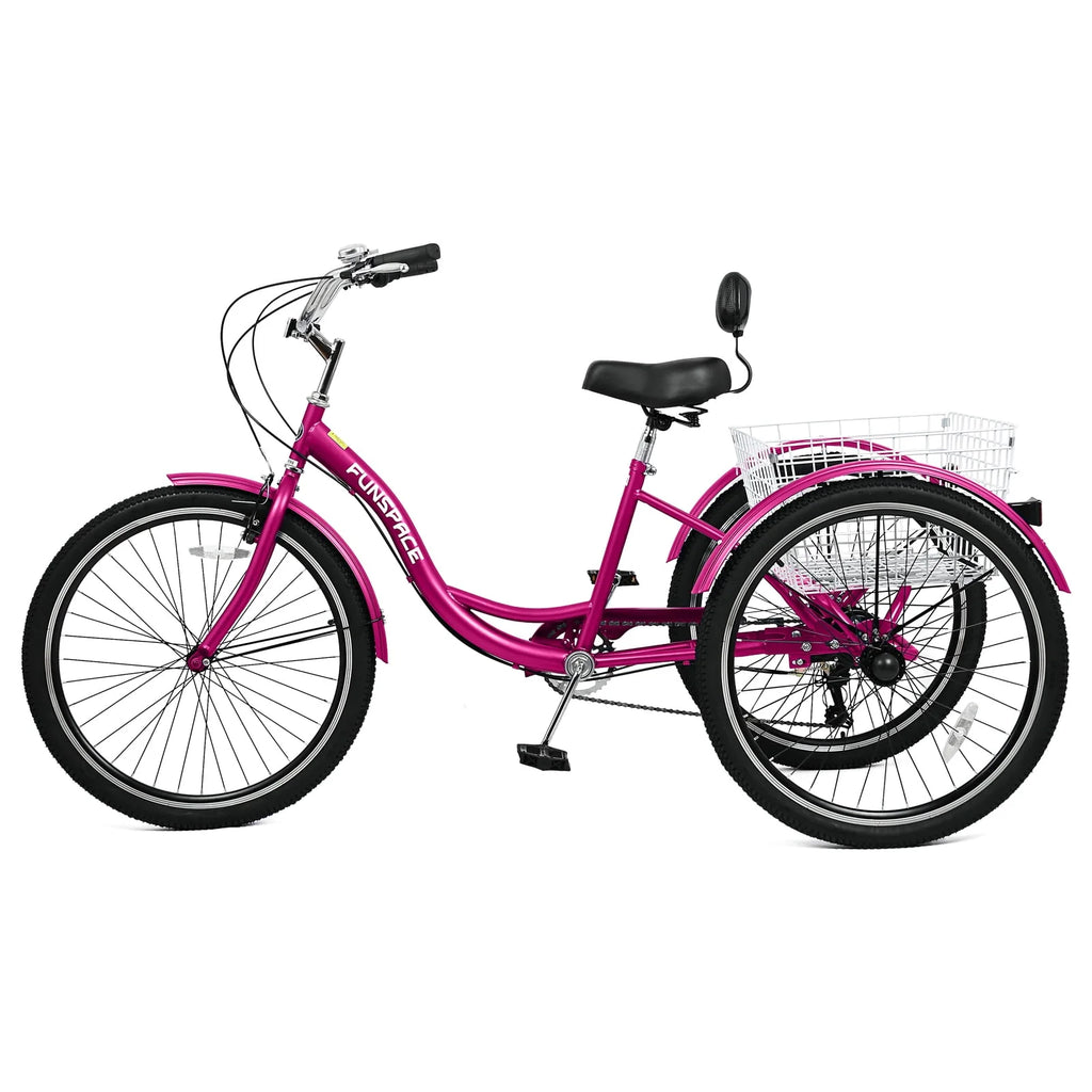 7 Speed 26 Inch 3 Wheel Adult Tricycle with Backrest Z481